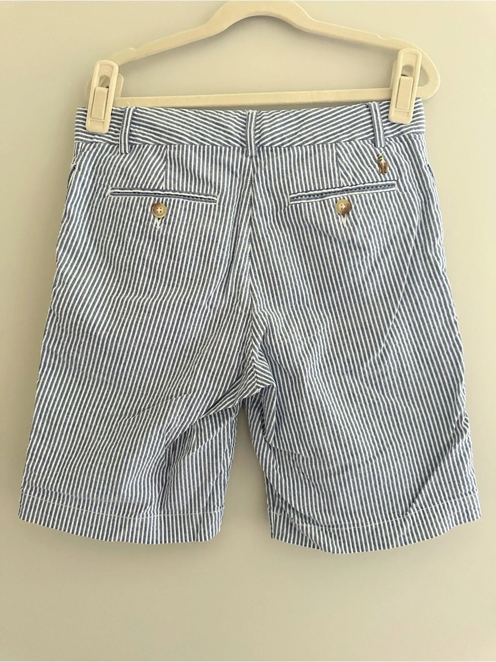Polo Ralph Lauren Seersucker Shorts, Size 12, Blue/White Stripe